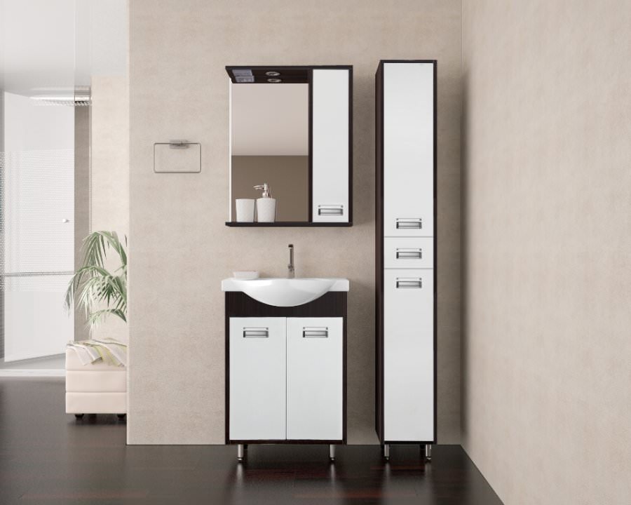 Тумба под раковину напольная  Style Line Эко Стиль W 9 50 см коричневый / белый ЛС-00000081 в 100Kran: Широкий выбор и доступные цены.