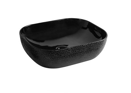 Раковина накладная  CeramaLux D1302H004 50 см черная глянцевая в 100Kran: Широкий выбор и доступные цены.
