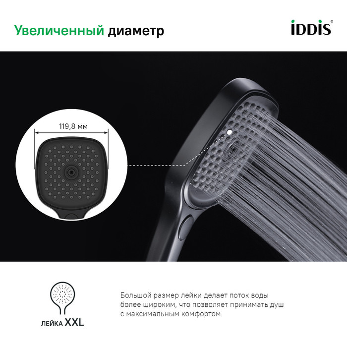 Лейка для душа Slide IDDIS SLI3F0Bi18 черная в 100Kran: Широкий выбор и доступные цены.