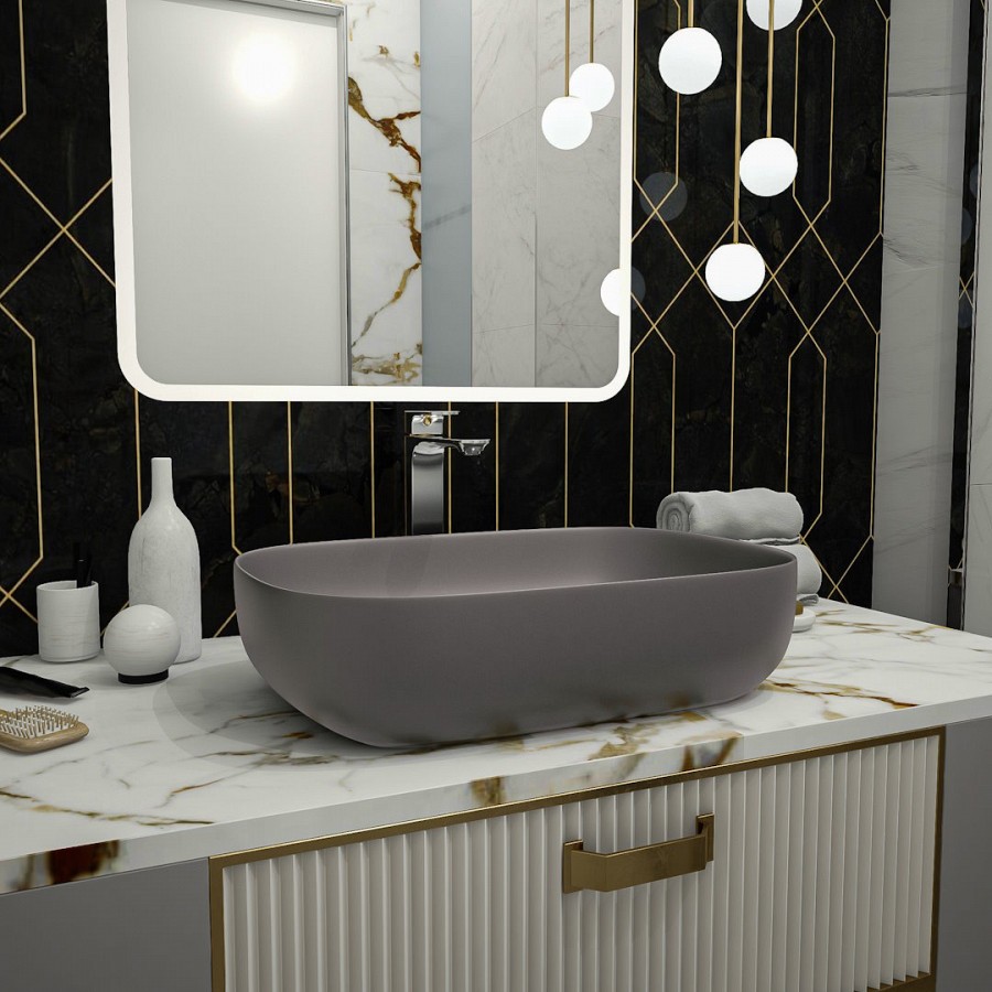 Раковина накладная Maretti Florenza FL13NS66-985 61 см серая в 100Kran: Широкий выбор и доступные цены.