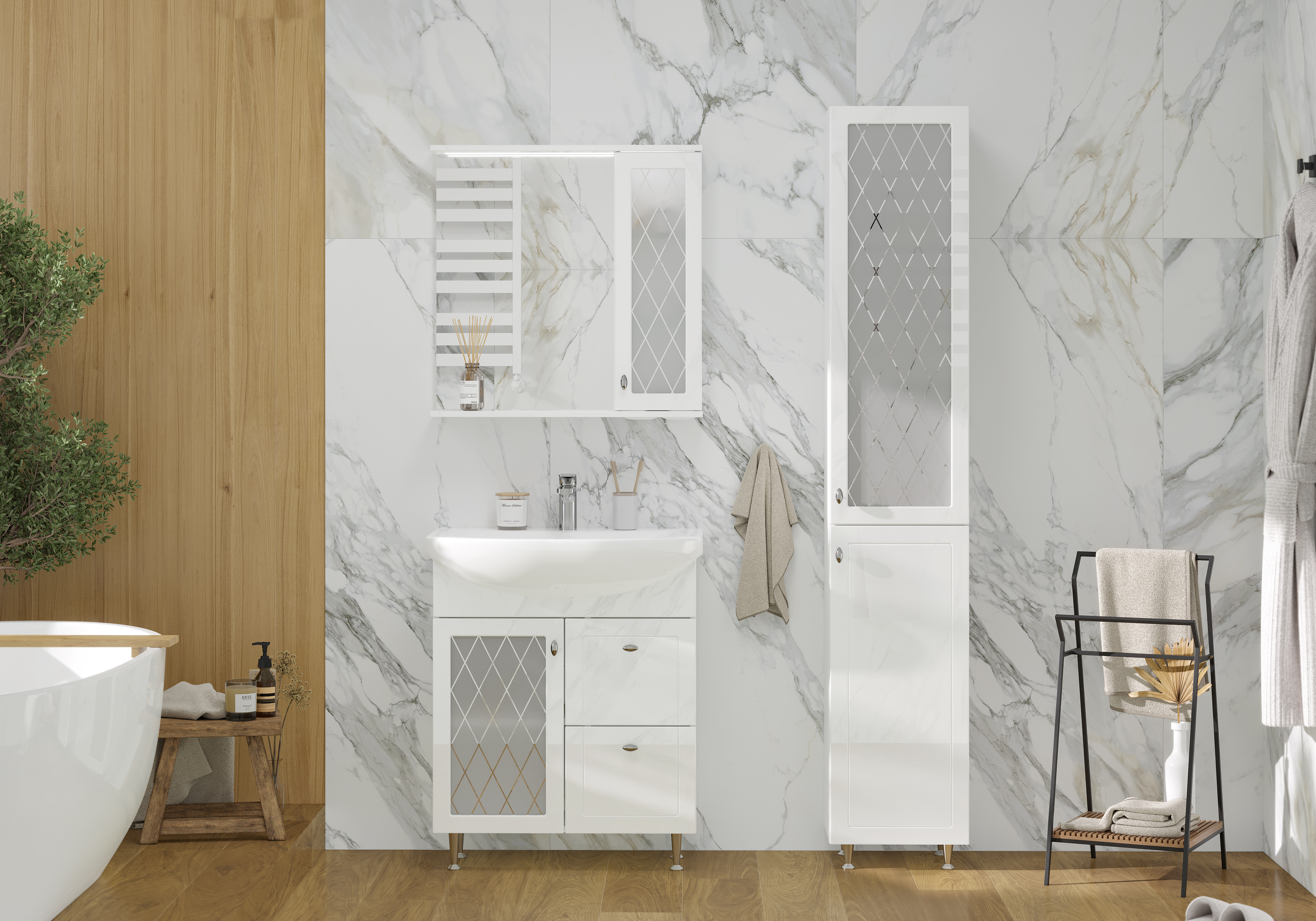 Пенал напольный Volna Milena 35 pnMILENA35-01 белый в 100Kran: Широкий выбор и доступные цены.