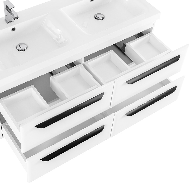 Тумба с раковиной подвесная CEZARES 120 см ECO-1200-4C-SO-2-BL Bianco Lucido в 100Kran: Широкий выбор и доступные цены.