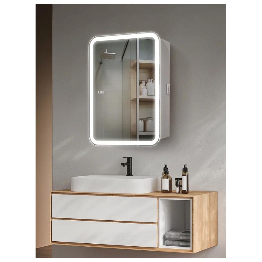 Зеркальный шкаф с подсветкой Silver Mirrors Фиджи - 2 Flip 60 х 80 см LED-00002679 подогрев, сенсорный выключатель создать уют и комфорт, это просто!