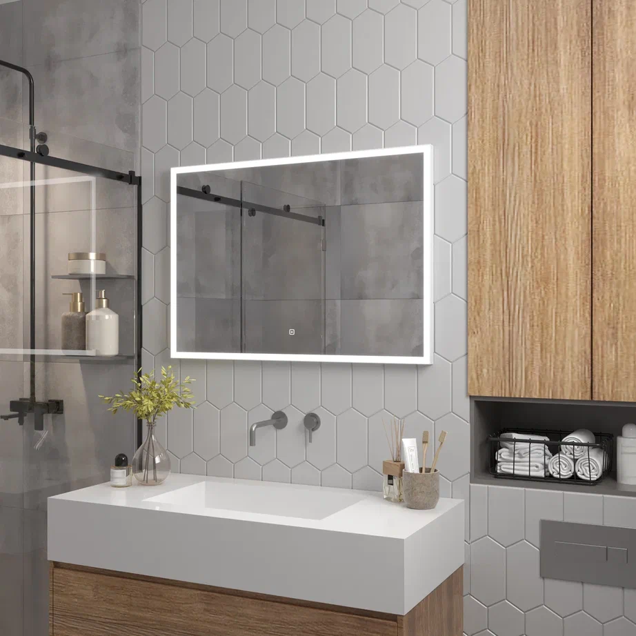 Зеркало с подсветкой "Frame white standart" 1000x700 100Kran: Широкий выбор и доступные цены.