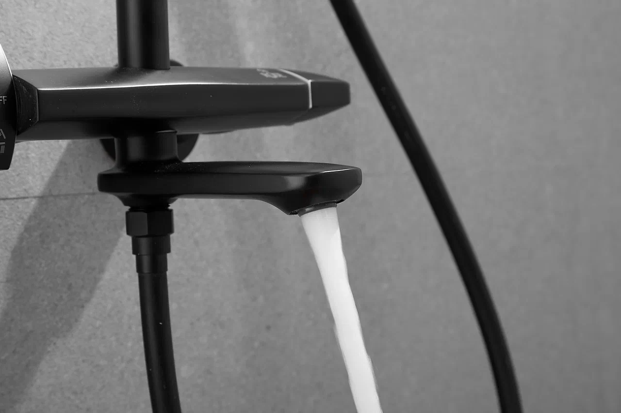 Душевая система с термостатом Rose R3996H черный в 100Kran: Широкий выбор и доступные цены.