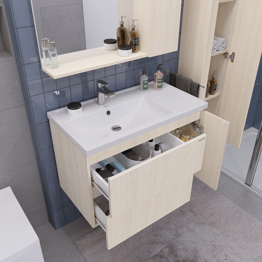 Тумба подвесная Grossman ЮНИТ 80 см 2080141 с 2-я ящ. кадена лайт в 100Kran: Широкий выбор и доступные цены.