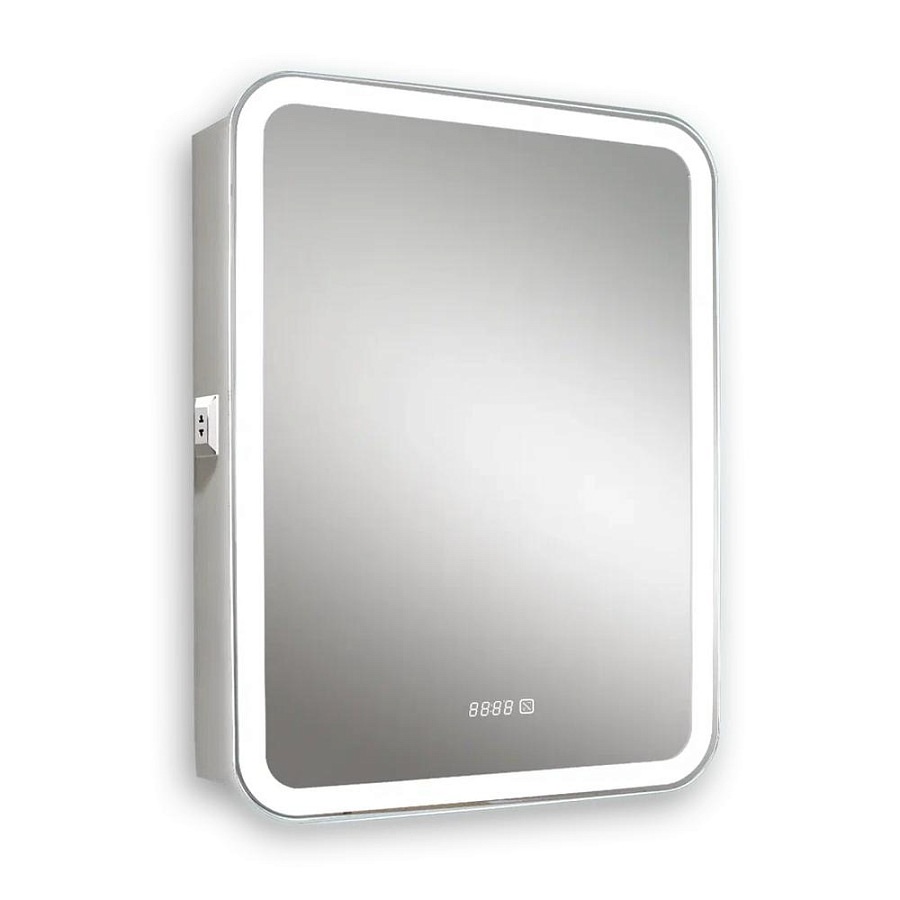 Зеркальный шкаф с подсветкой Silver Mirrors Фиджи 50 х 75 см  - 4.2 LED-00002593 левый часы, ТХ, сенсорный выключатель создать уют и комфорт, это просто!