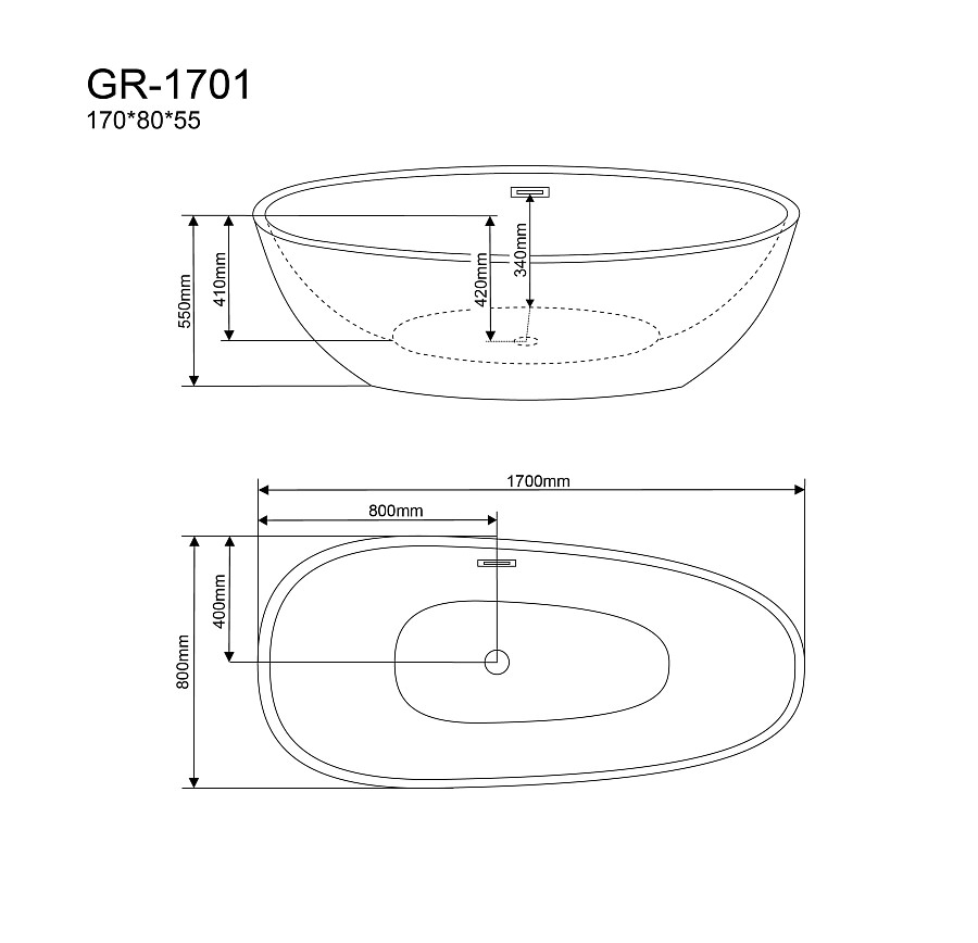 Ванна отдельностоящая Grossman Fly GR-1701 170х80х55 см белый в 100Kran: Широкий выбор и доступные цены.
