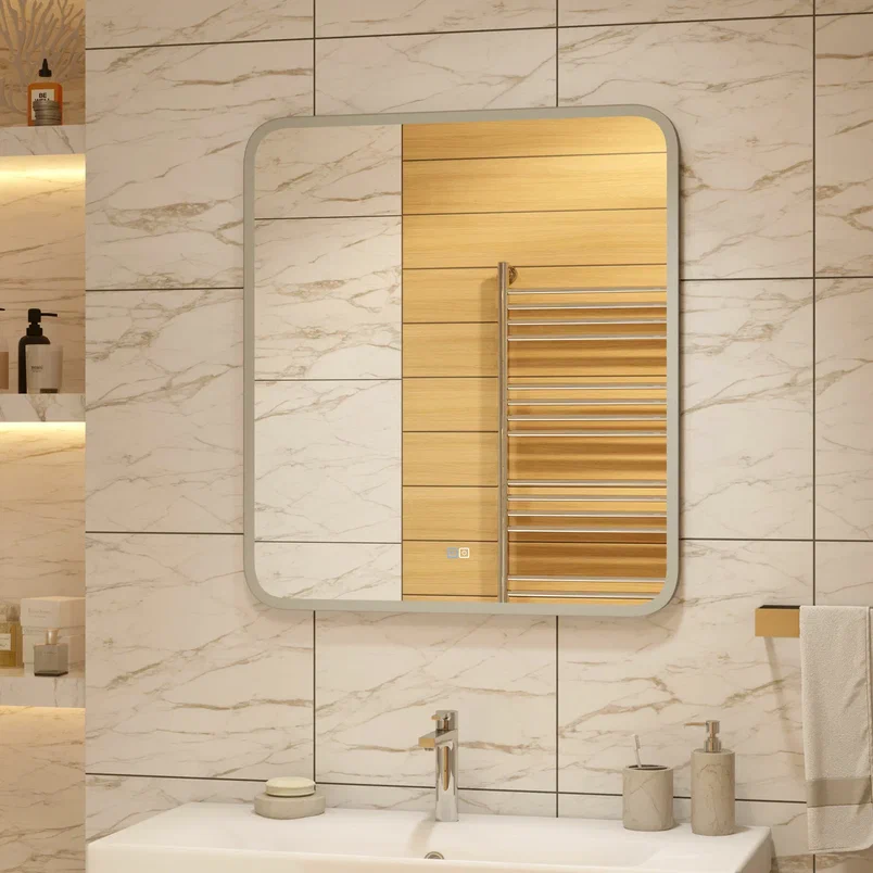 Зеркало с подсветкой Континент "Glamour medium" 800x900 ЗЛП730 100Kran: Широкий выбор и доступные цены.