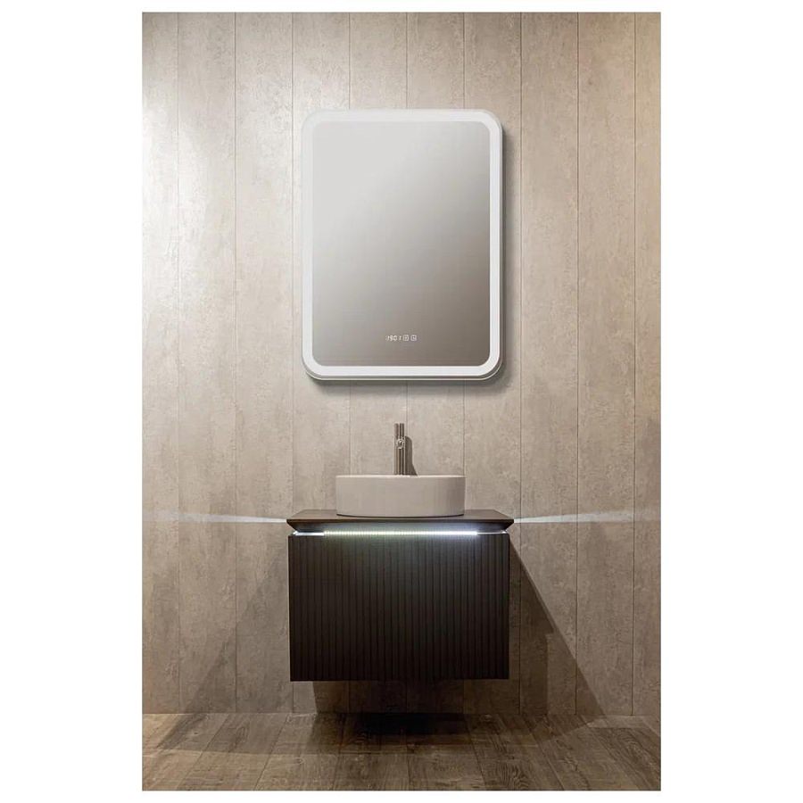 Зеркальный шкаф с подсветкой Silver Mirrors Фиджи BLACK 50 х 75 см  - 4.2 LED-00002728 левый часы, ТХ, сенсорный выключатель создать уют и комфорт, это просто!