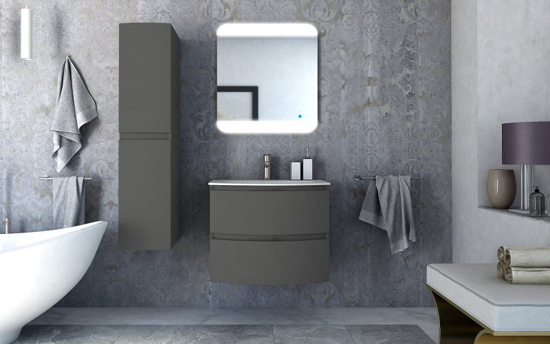 Тумба с раковиной подвесная с двумя выдвижными ящиками VAGUE CEZARES 70 см 54905 Grigio talpa opaco в 100Kran: Широкий выбор и доступные цены.