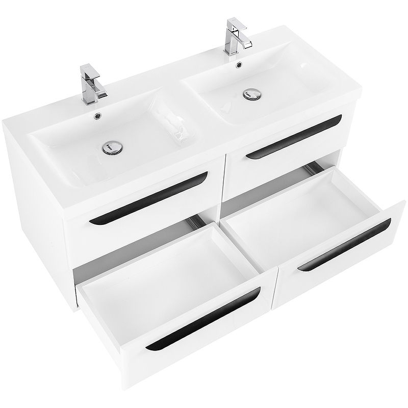 Тумба с раковиной подвесная CEZARES 120 см ECO-1200-4C-SO-2-BL Bianco Lucido в 100Kran: Широкий выбор и доступные цены.
