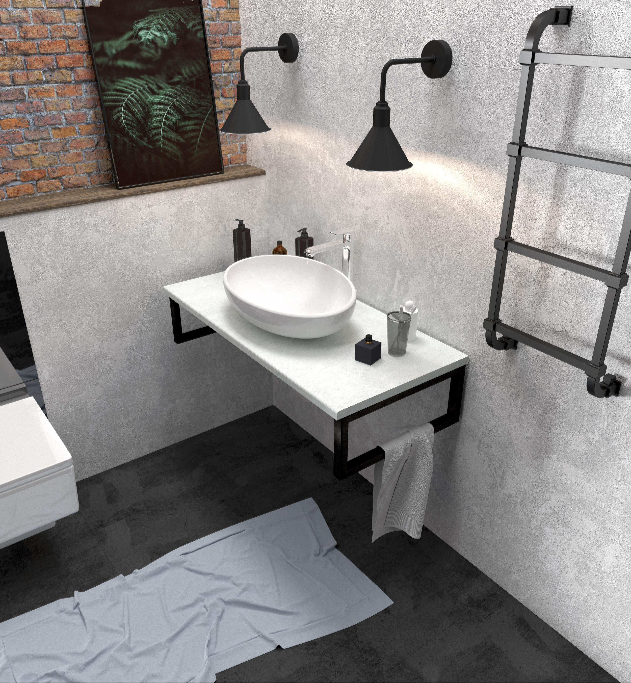 Столешница под раковину 1Marka GRUNGE LOFT 70 Бетон светлый Ц0000015934 в 100Kran: Широкий выбор и доступные цены.