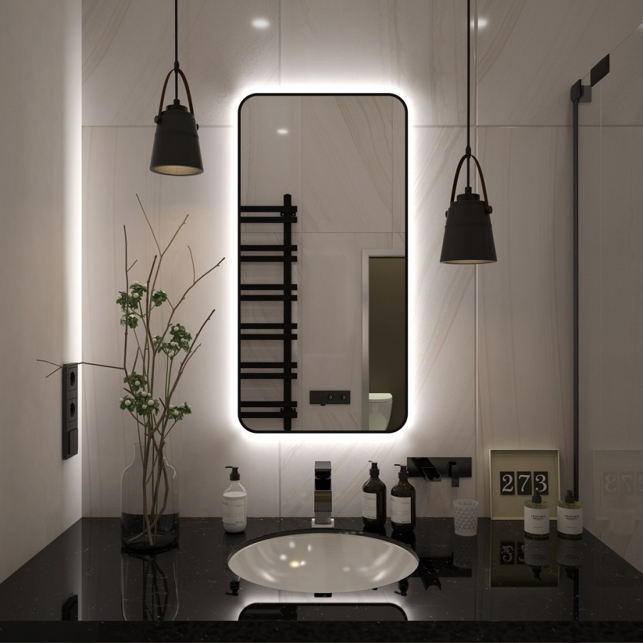 Зеркало с подсветкой Maretti Florenza FL1460120P14EL 60x120 см черный 100Kran: Широкий выбор и доступные цены.