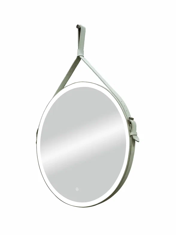 Зеркало с подсветкой "Millenium White Led" D 650 на ремне из натуральной кожи белого цвета  100Kran: Широкий выбор и доступные цены.