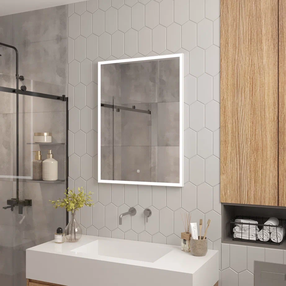 Зеркало с подсветкой "Frame white standart" 700x1000 100Kran: Широкий выбор и доступные цены.