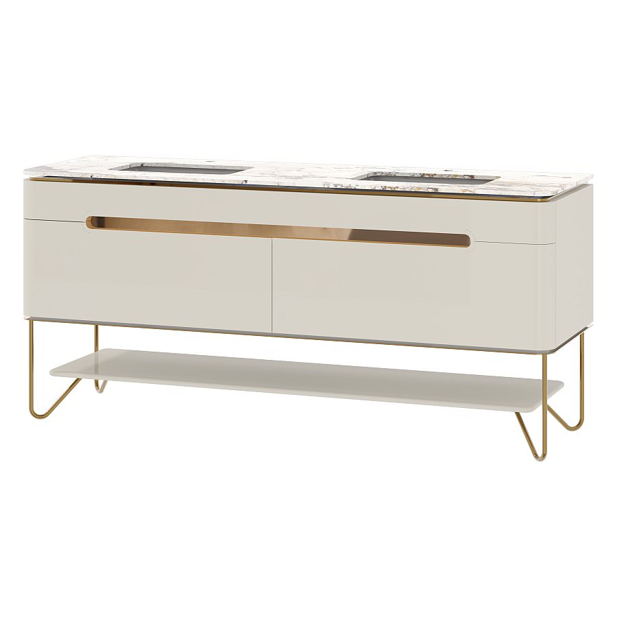 Тумба напольная с раковиной двойной Maxonor Pure Life SALON PEARL 180 см PL-MC04-180-GY слоновая кость с матовым золотом в 100Kran: Широкий выбор и доступные цены.