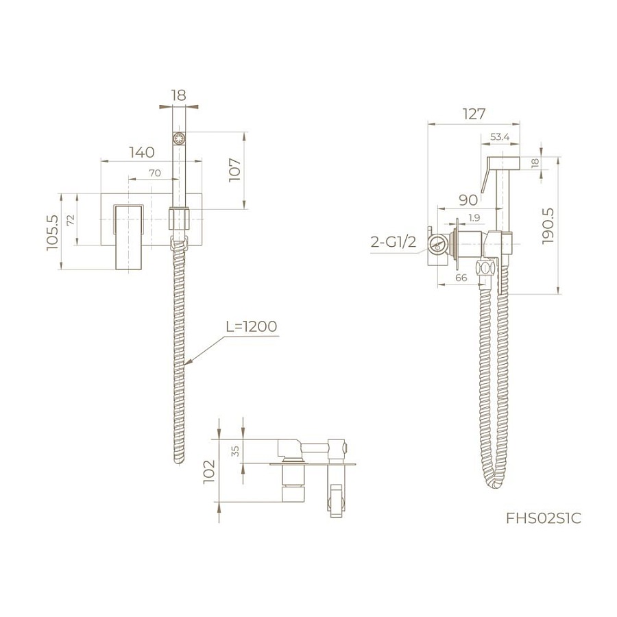 Гигиенический душ со смесителем встраиваемый Knotlor FHS02S1C хром в 100Kran: Широкий выбор и доступные цены.
