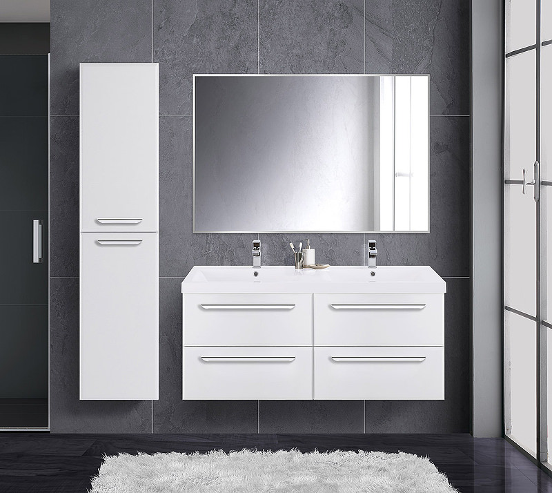 Тумба с раковиной подвесная CEZARES 120 см ECO-1200-4C-SO-2-BL Bianco Lucido в 100Kran: Широкий выбор и доступные цены.