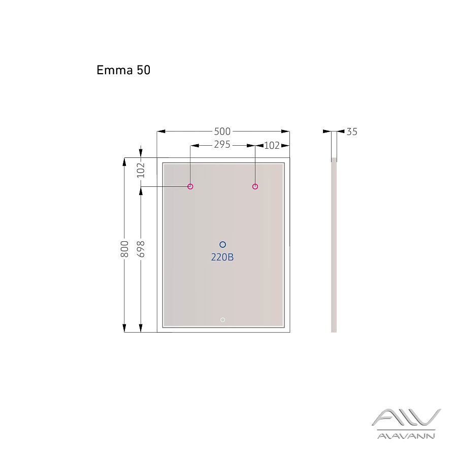 Зеркало с подсветкой Alavann Emma 50 см ALV0062001 100Kran: Широкий выбор и доступные цены.