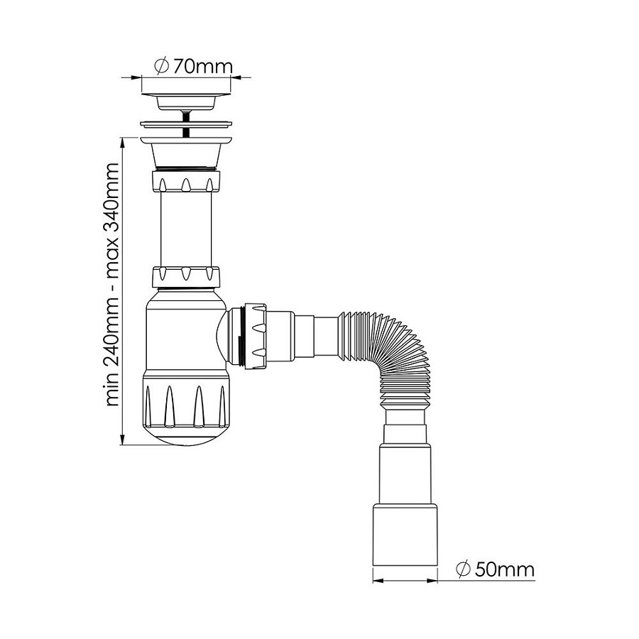 Сифон для умывальника Nova NV1051 выпуск 70 мм в 100Kran: Широкий выбор и доступные цены.