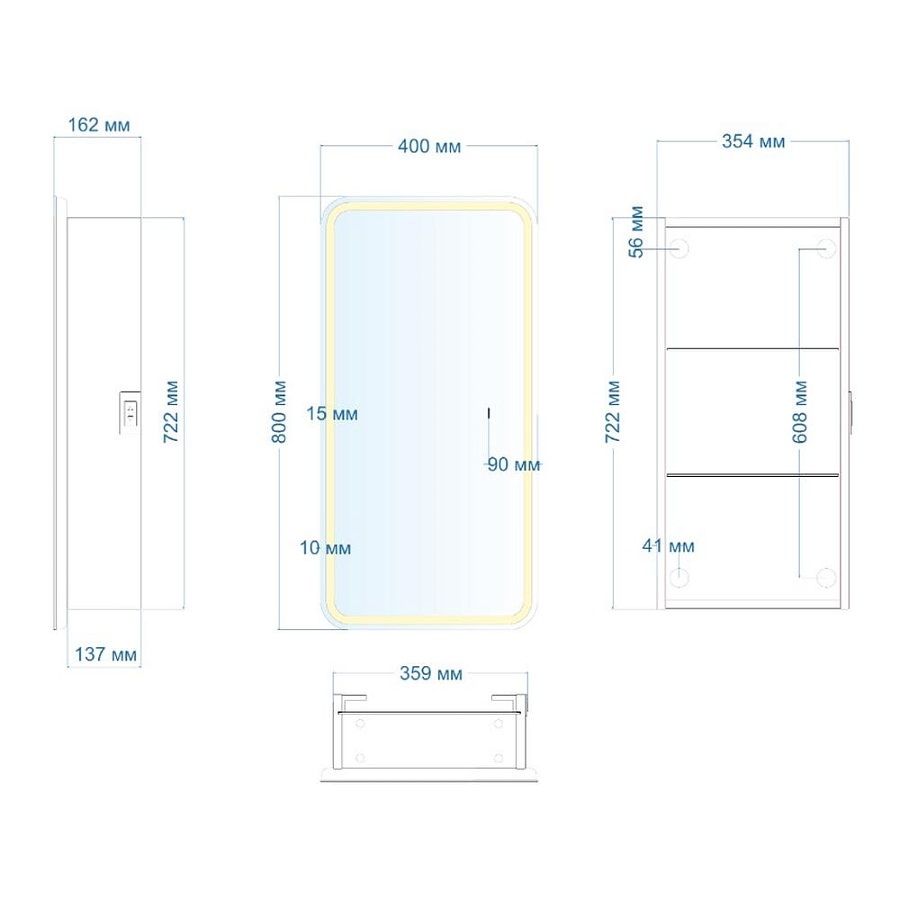Зеркальный шкаф с подсветкой Silver Mirrors Фиджи Flip 40 х 80 см  LED-00003049 ИК бесконтактный сенсор создать уют и комфорт, это просто!