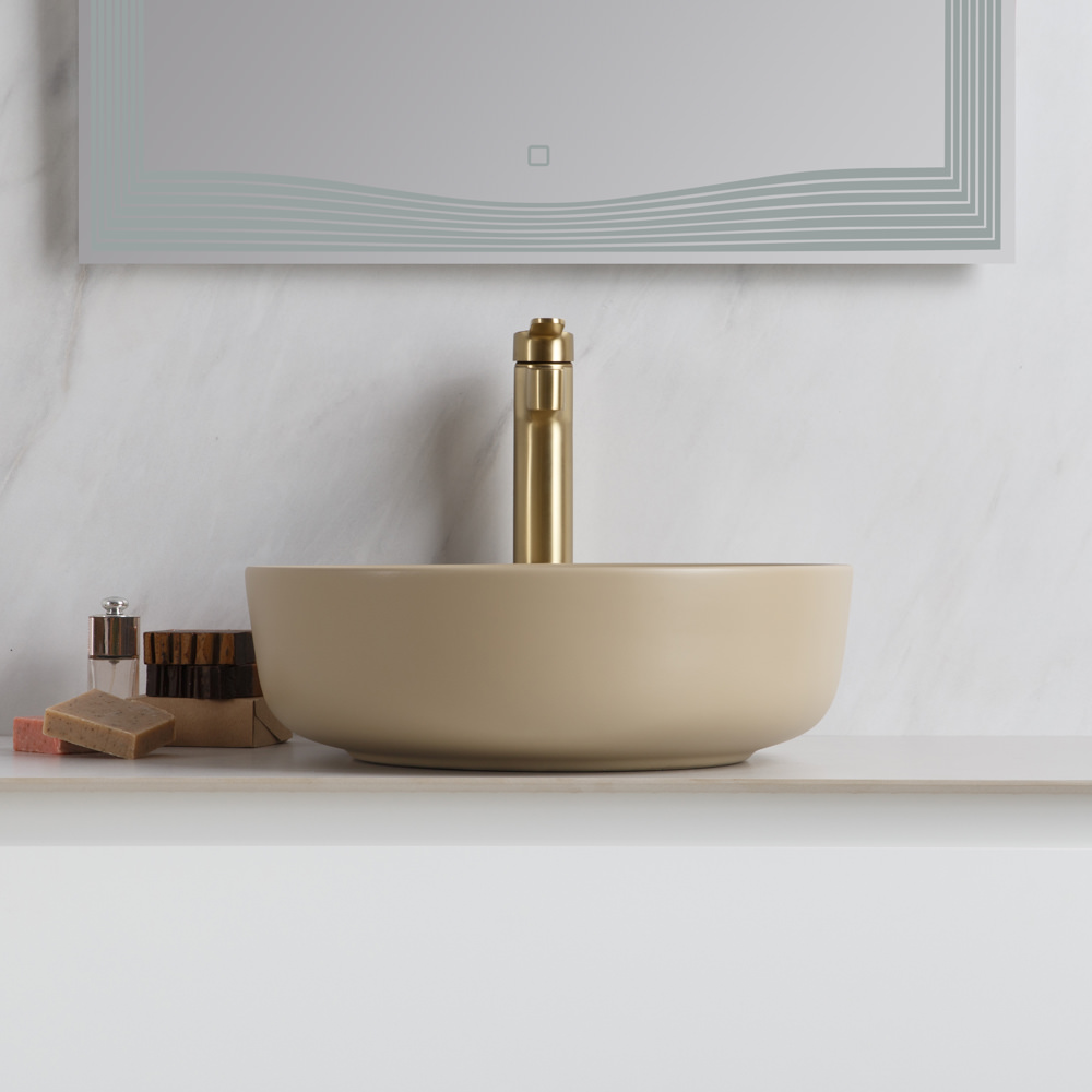 Накладная раковина BelBagno BB1315-H316 41  см бежевая матовая в 100Kran: Широкий выбор и доступные цены.
