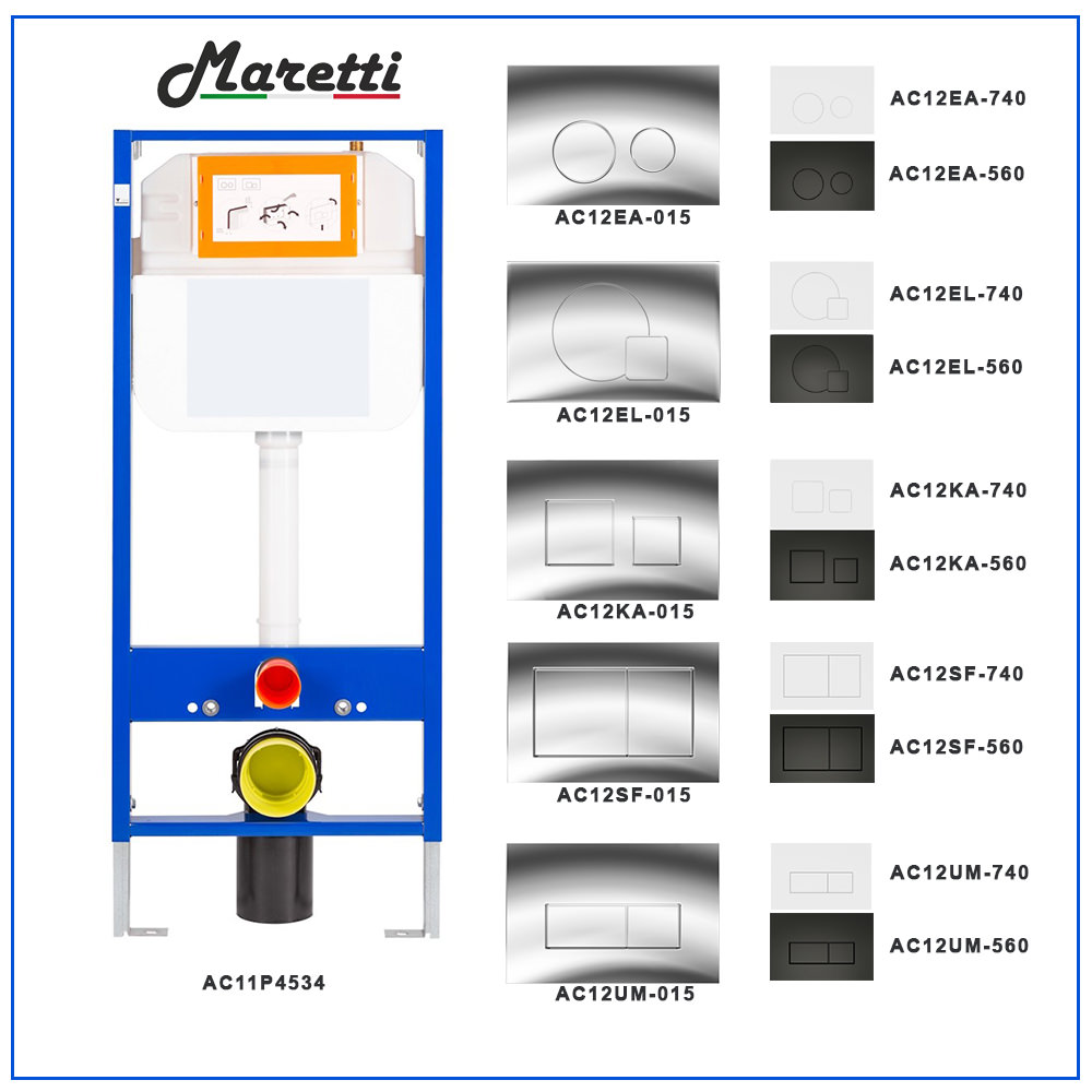 Инсталляция для подвесного унитаза Maretti AC11P4534 без клавиши в 100Kran: Широкий выбор и доступные цены.
