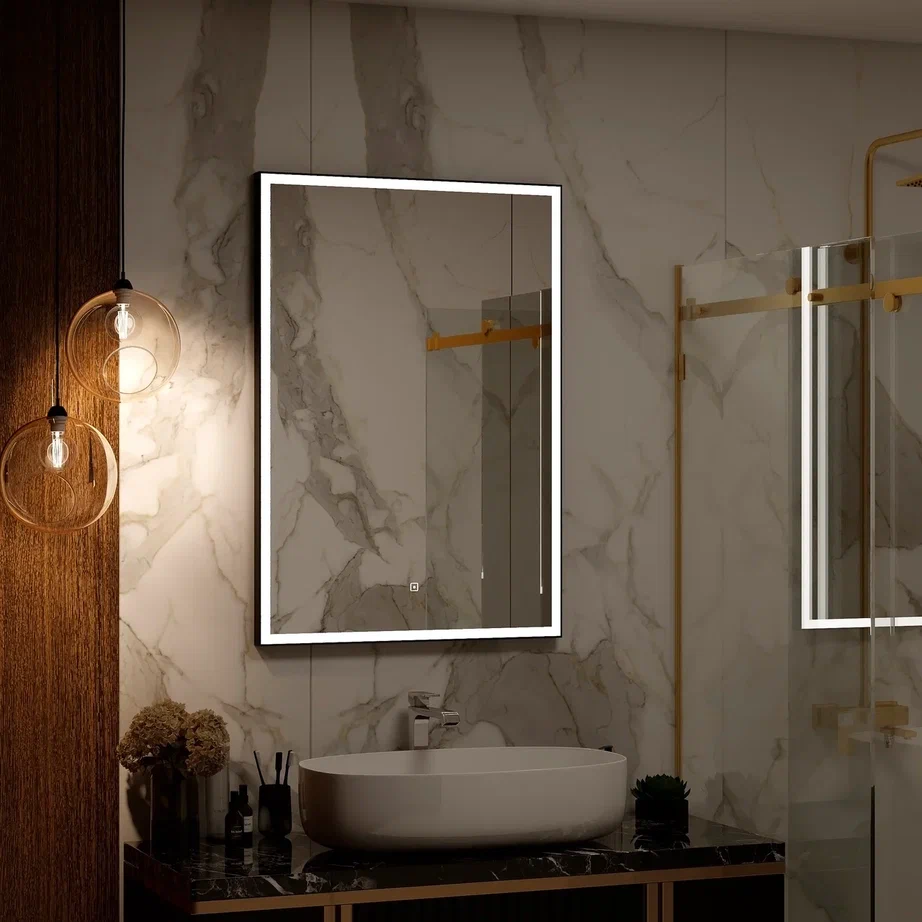 Зеркало с подсветкой "Frame black standart" 700x1000 100Kran: Широкий выбор и доступные цены.