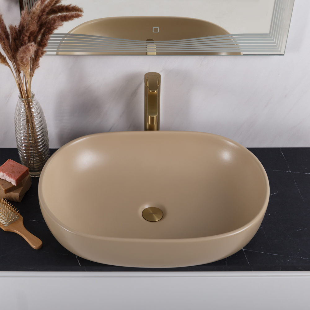 Накладная раковина BelBagno BB1084-H316 60  см бежевая матовая в 100Kran: Широкий выбор и доступные цены.