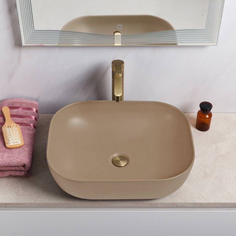 Накладная раковина BelBagno BB1302-H316 50  см бежевая матовая в 100Kran: Широкий выбор и доступные цены.
