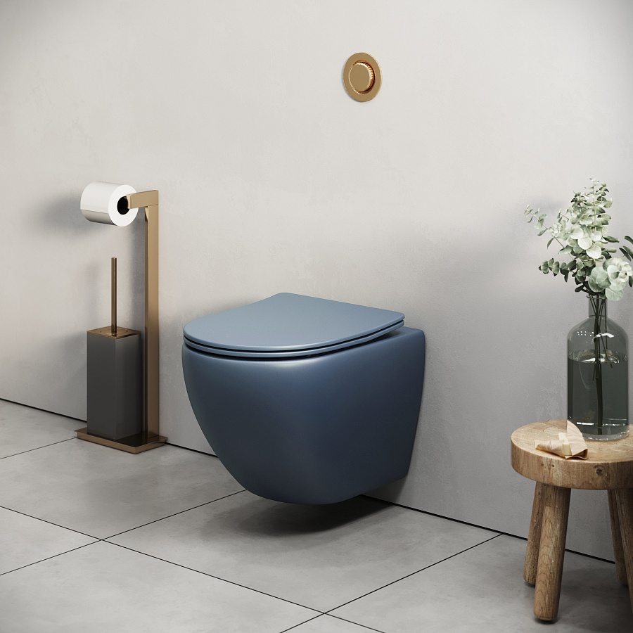 Унитаз подвесной Grossman Color GR-4455BLMS безободковый синий матовый в 100Kran: Широкий выбор и доступные цены.