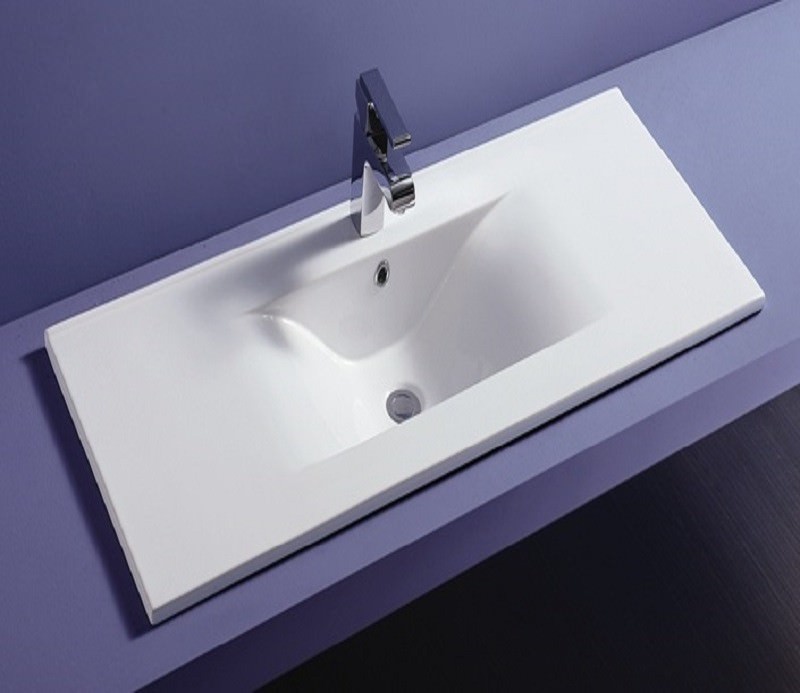 Раковина врезная  CeramaLux YJ807-120 121 см белая в 100Kran: Широкий выбор и доступные цены.