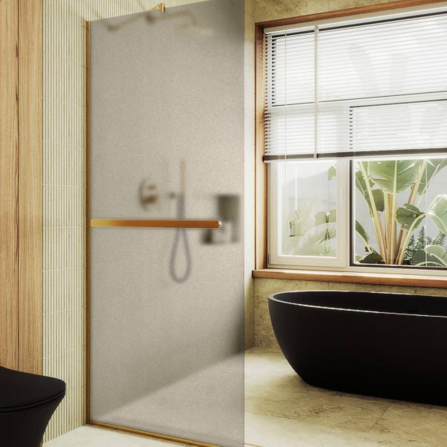 Душевая перегородка в узком профиле с полотенцедержателем MaybahGlass MGD-1460-3у 195х99 см стекло бронза матовое в 100Kran: Широкий выбор и доступные цены.