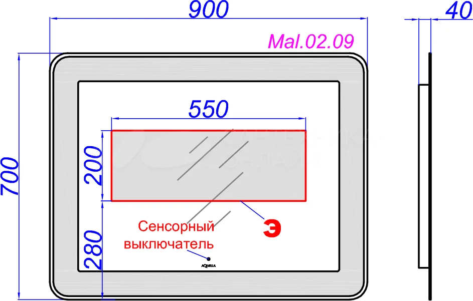 Зеркало с подсветкой AQWELLA Malaga 90 см Mal.02.09 белое 100Kran: Широкий выбор и доступные цены.