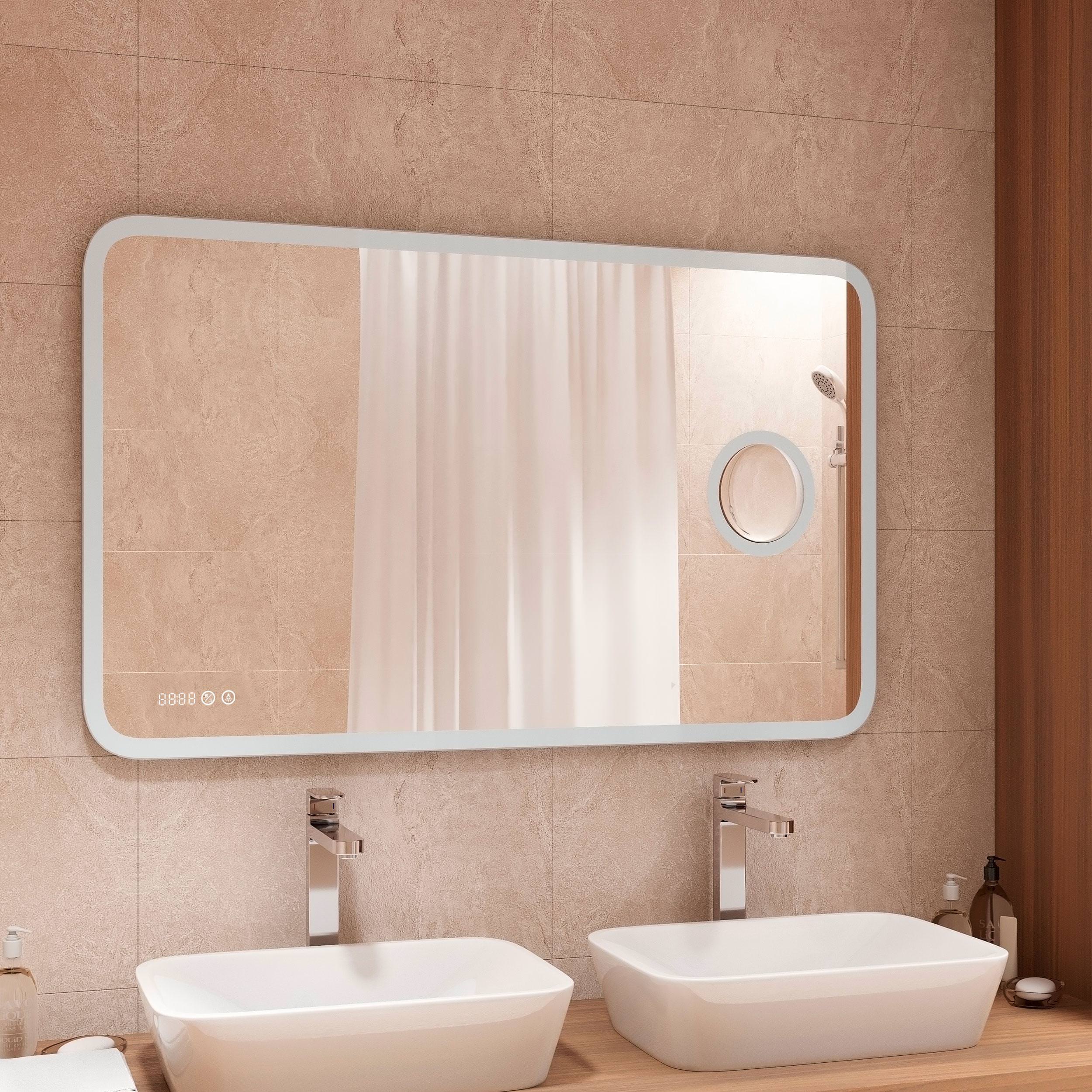 Зеркало с подсветкой "Bliss Led" 1200х800 с увеличительным зеркалом, часами ЗЛП463 100Kran: Широкий выбор и доступные цены.