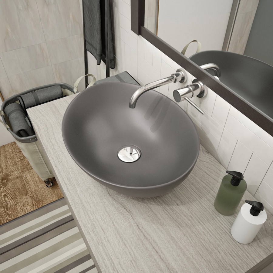 Раковина накладная Maretti Eleganza EN13NS87-985 41 см серая в 100Kran: Широкий выбор и доступные цены.