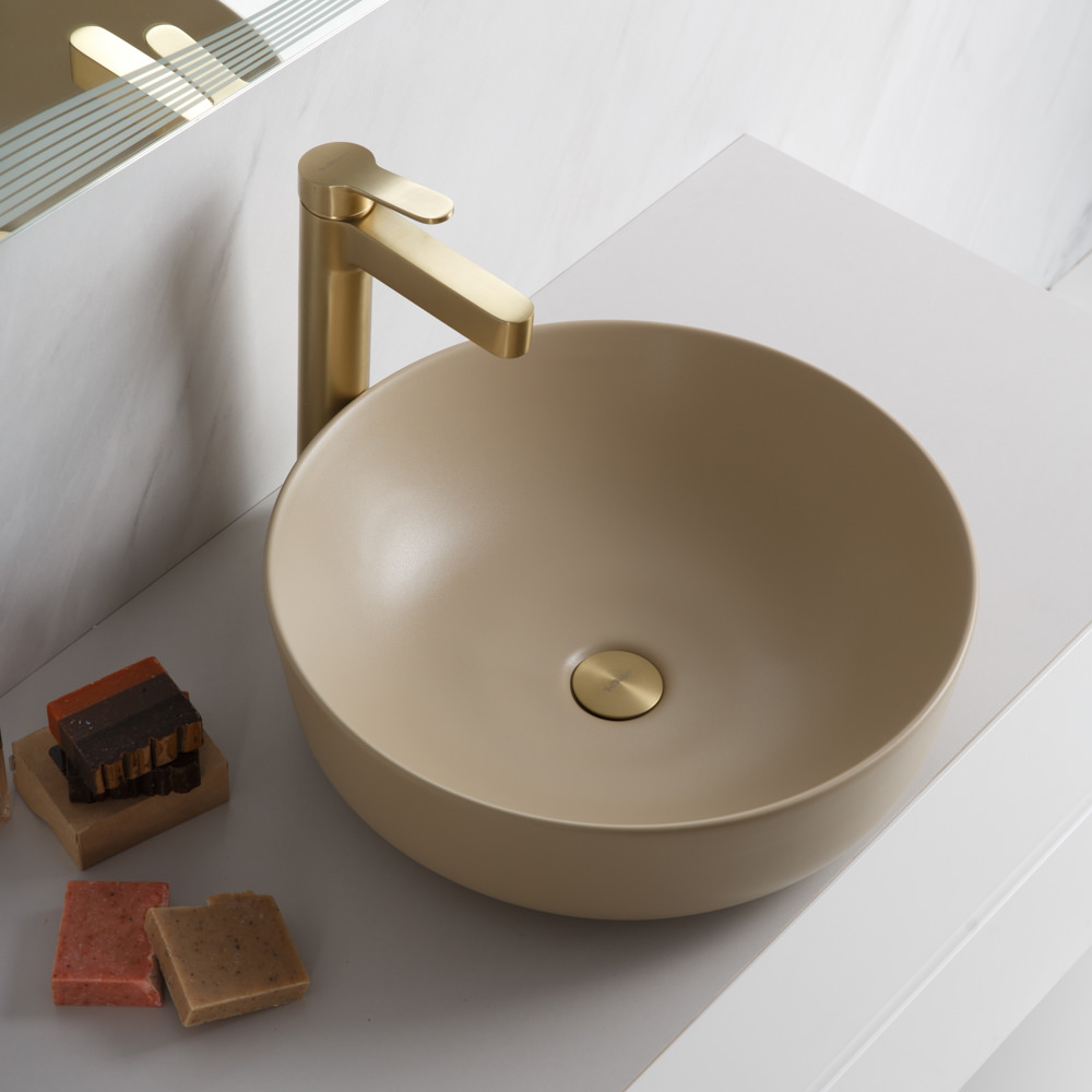 Накладная раковина BelBagno BB1315-H316 41  см бежевая матовая в 100Kran: Широкий выбор и доступные цены.