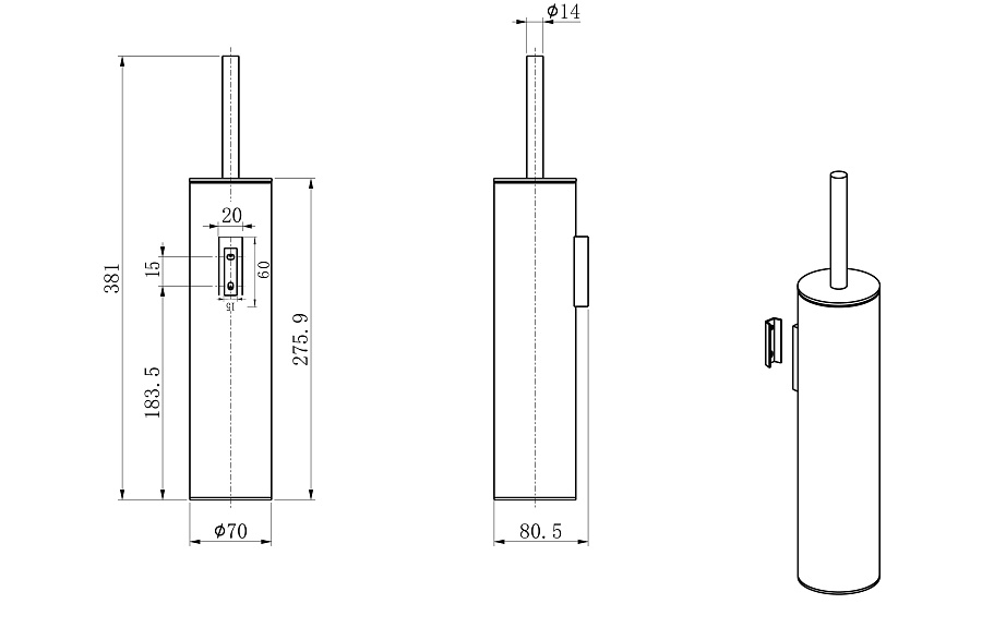 Ершик Wonzon & Woghand WW-V4601-GM темный графит в 100Kran: Широкий выбор и доступные цены.