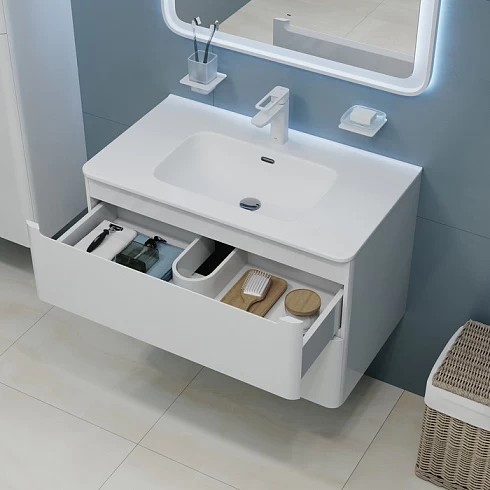 Тумба с раковиной подвесная 80 см Edifice IDDIS EDI80W0i95K белая в 100Kran: Широкий выбор и доступные цены.