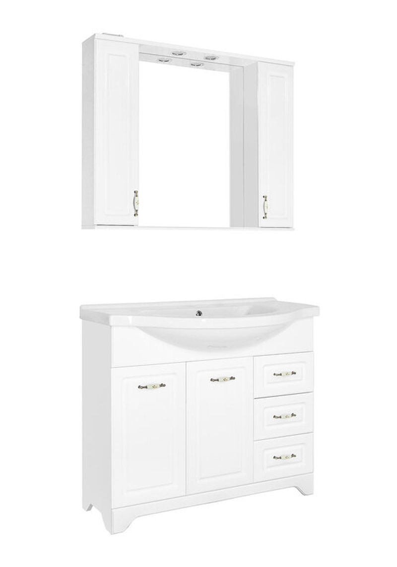 Тумба под раковину напольная Style Line Олеандр-2 100 3 ящ.  белый ЛС-00000584 в 100Kran: Широкий выбор и доступные цены.