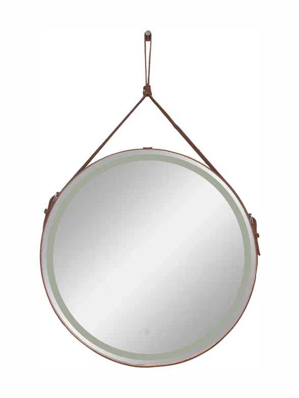 Зеркало с подсветкой "Millenium Brown Led" D 500 на ремне из натуральной кожи коричневого цвета 100Kran: Широкий выбор и доступные цены.