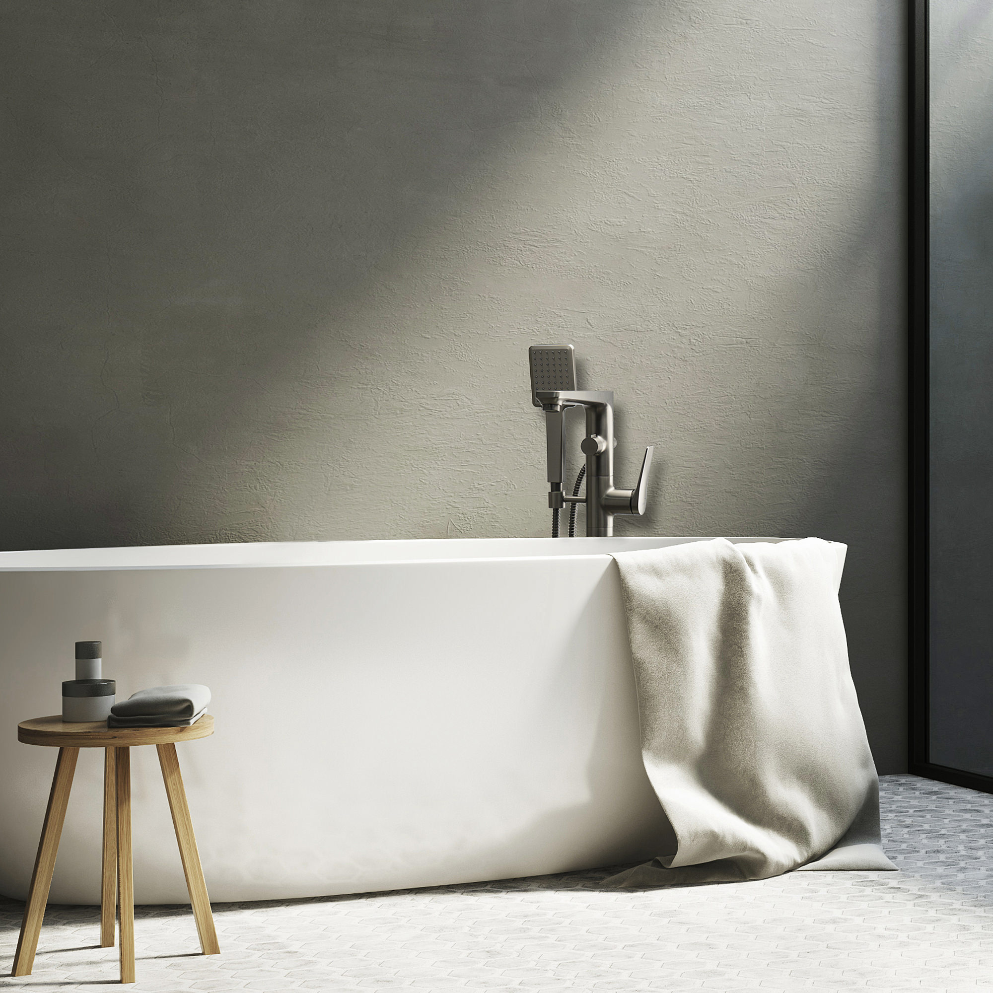 Смеситель для ванны напольный Lemark Bronx LM3744GM графит в 100Kran: Широкий выбор и доступные цены.