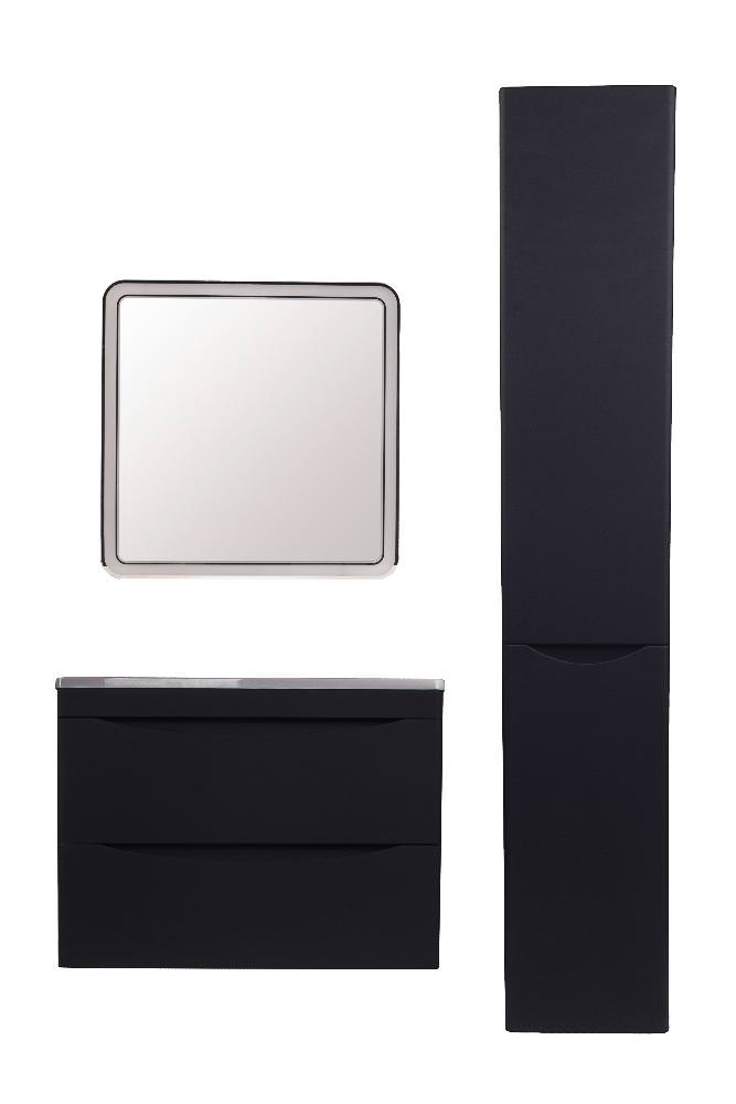 Тумба с раковиной подвесная  Style Line  Бергамо мини 70 2 ящ. Люкс антискрейтч черный PLUS умывальник Каре Люкс МИНИ 700 СС-00002321 в 100Kran: Широкий выбор и доступные цены.