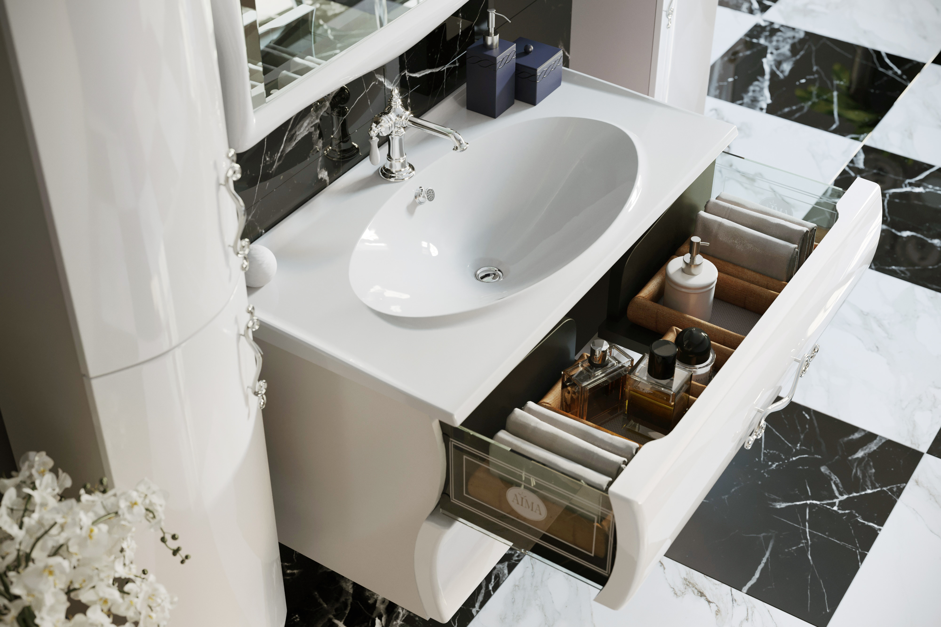 Тумба с раковиной Aima Design Amethyst 100 White У40390 в 100Kran: Широкий выбор и доступные цены.