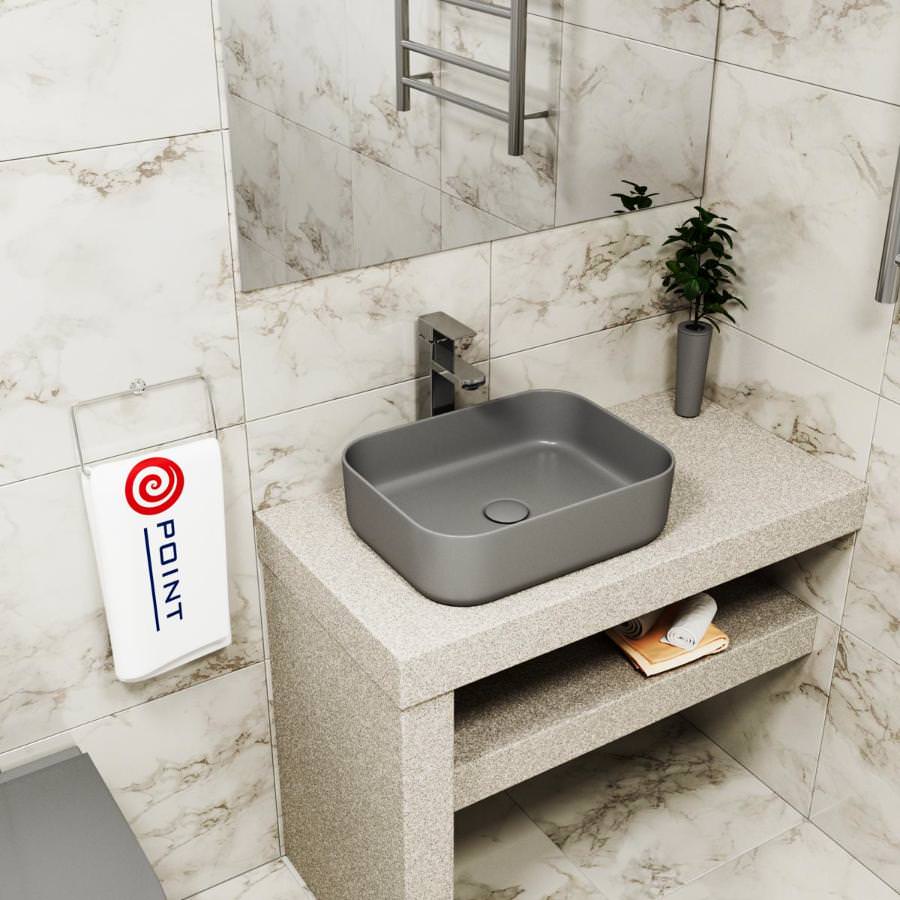 Раковина накладная 50 см Point Меркурий PN43832GM графит в 100Kran: Широкий выбор и доступные цены.