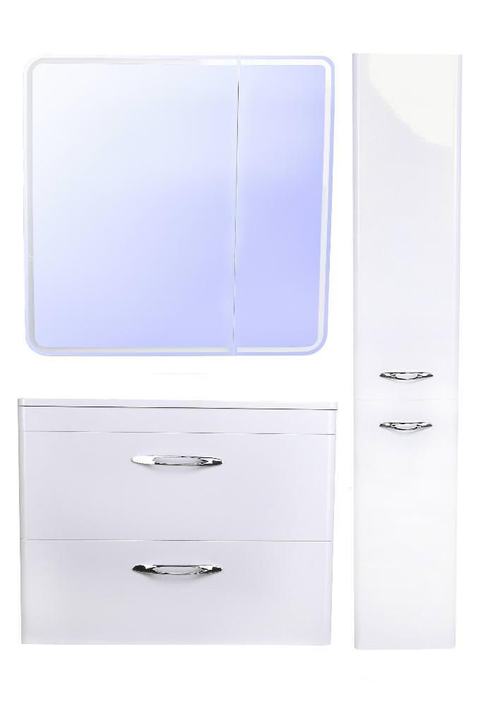 Тумба с раковиной подвесная  Style Line  Каре 80 2 ящ. Люкс белая PLUS умывальник Каре Люкс 800 СС-00002270 в 100Kran: Широкий выбор и доступные цены.