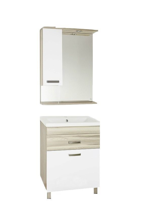 Тумба под раковину напольная Style Line Ориноко 60  бежевый/белый ЛС-00000383 в 100Kran: Широкий выбор и доступные цены.