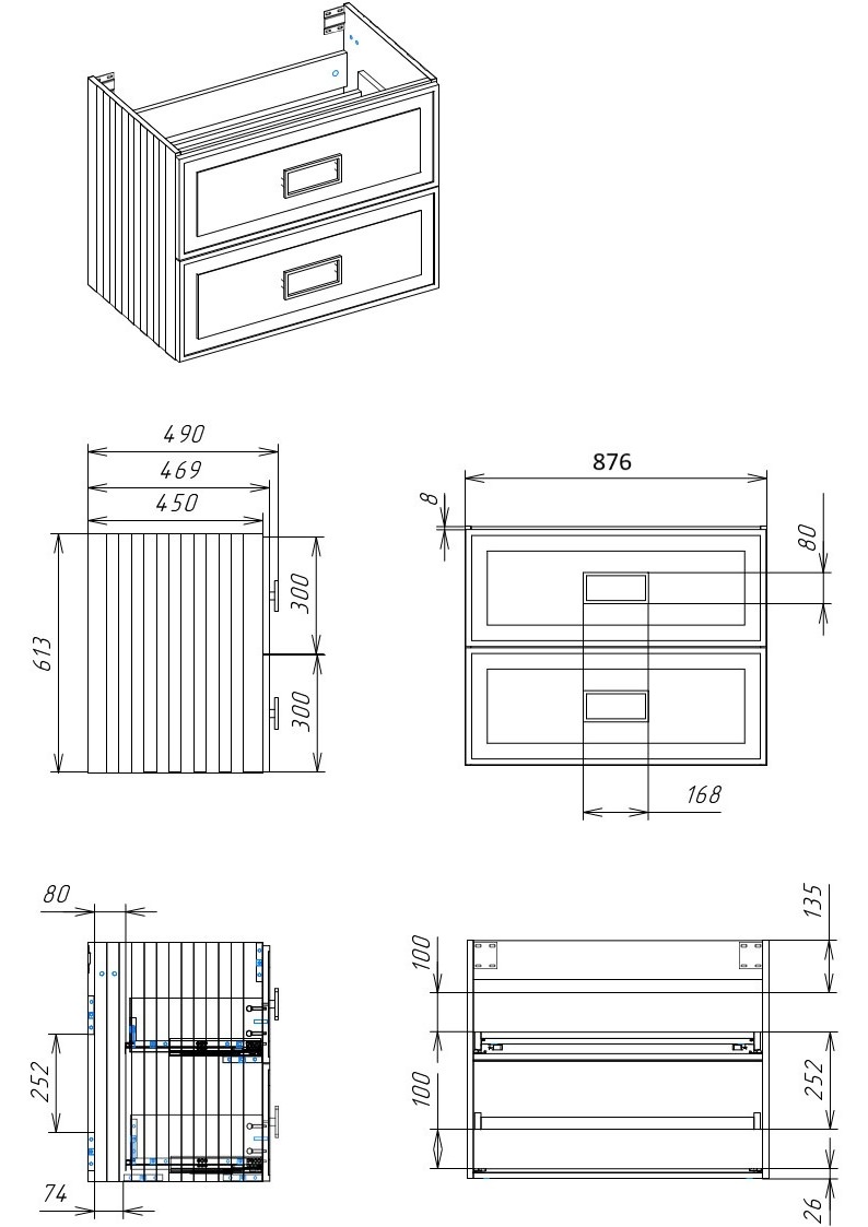 Тумба под раковину LA FENICE Cubo Bianco TWIN белая матовая 90 FNC-01-CUB-B-90-2 в 100Kran: Широкий выбор и доступные цены.